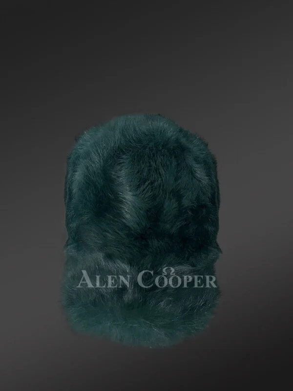 Mens Rabbit Fur Baseball Hat in Green (1)