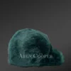 Mens Rabbit Fur Baseball Hat in Green (6)