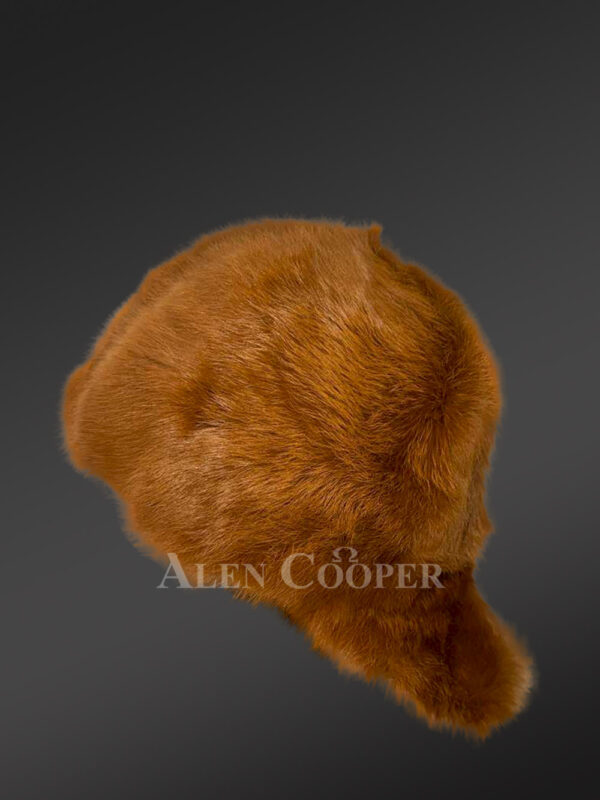 Mens Tan Rabbit Fur Baseball Hat (6)