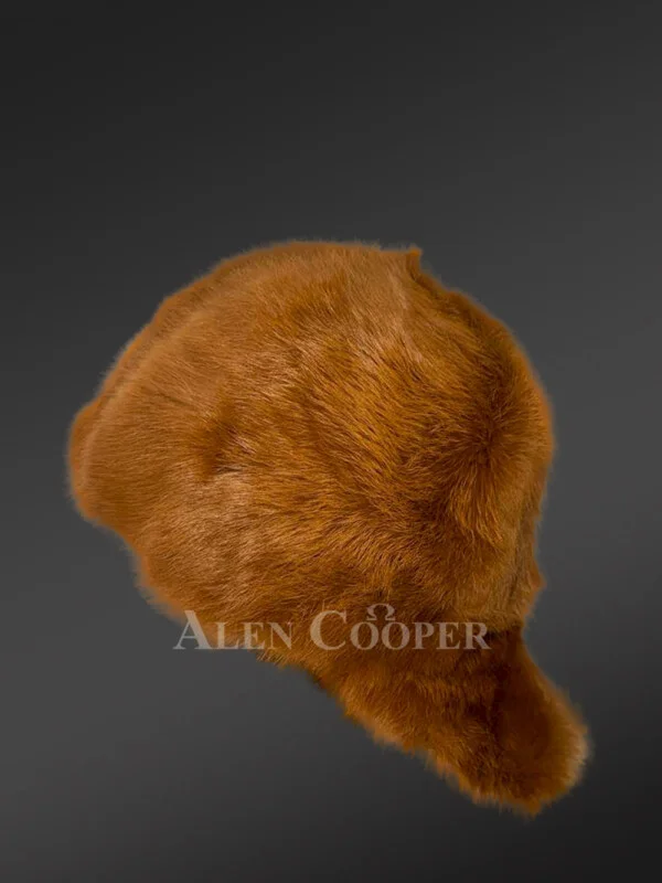 Mens Tan Rabbit Fur Baseball Hat (6)