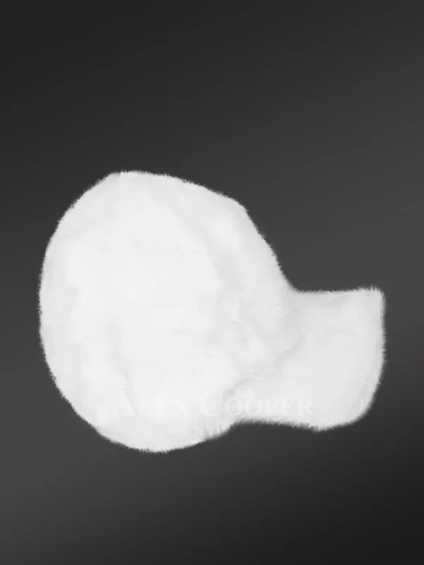 Mens White Mink Baseball Hat (1)