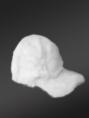 Mens White Mink Baseball Hat (6)