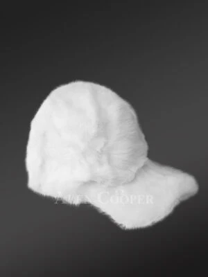 Mens White Mink Baseball Hat (6)