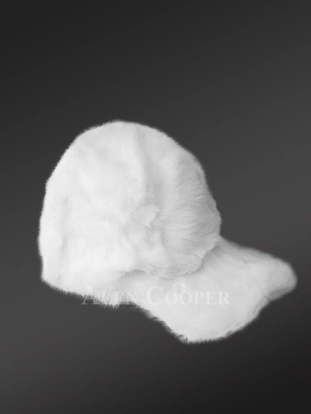 Mens White Mink Baseball Hat (6)