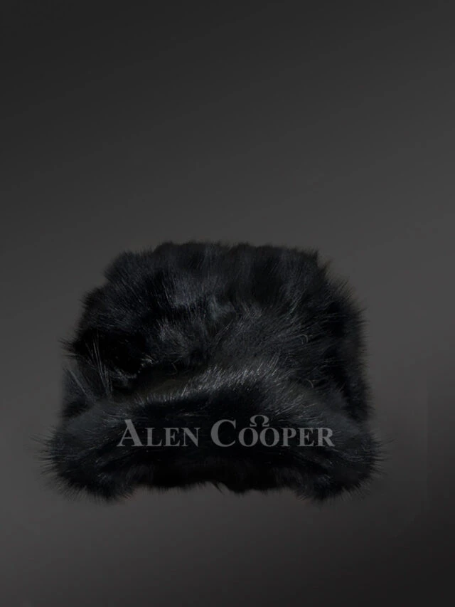 mens black fox fur baseball hat