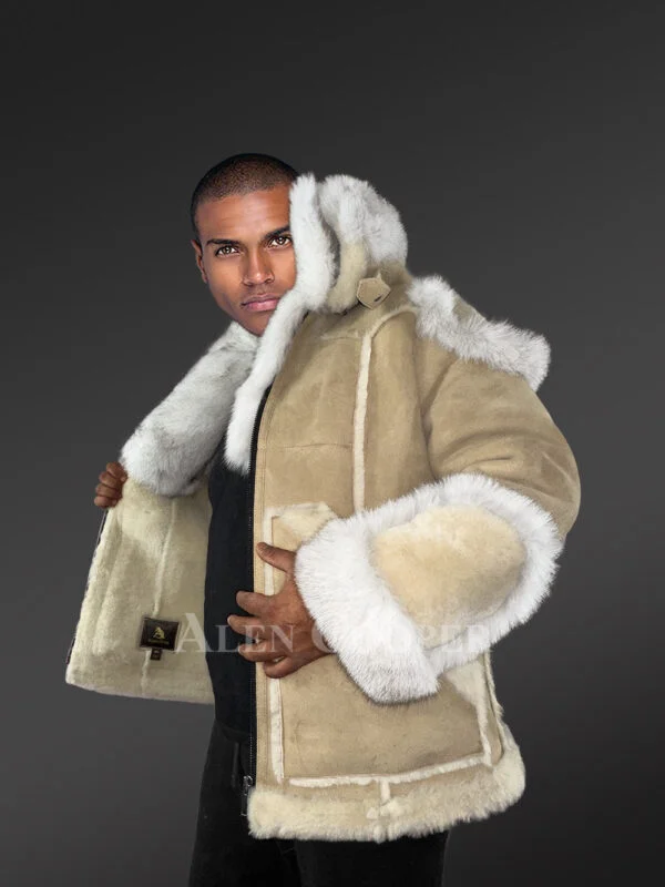 Mens Shearling Jacket with Fox Fur Accents – A Swanky Thermal Wear - Image 4