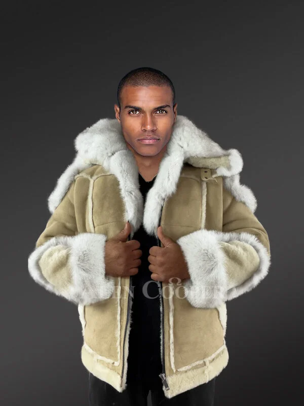 Mens Shearling Jacket with Fox Fur Accents – A Swanky Thermal Wear - Image 2
