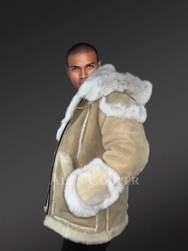 Mens Shearling Jacket with Fox Fur Accents – A Swanky Thermal Wear - Image 8