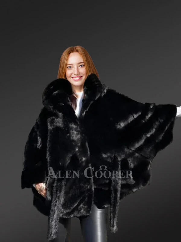 Womens Mink Baggy Cape Coat – Decking up the winter time in Glamorous Warmth - Image 6