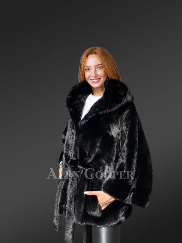 Womens Mink Baggy Cape Coat – Decking up the winter time in Glamorous Warmth - Image 5