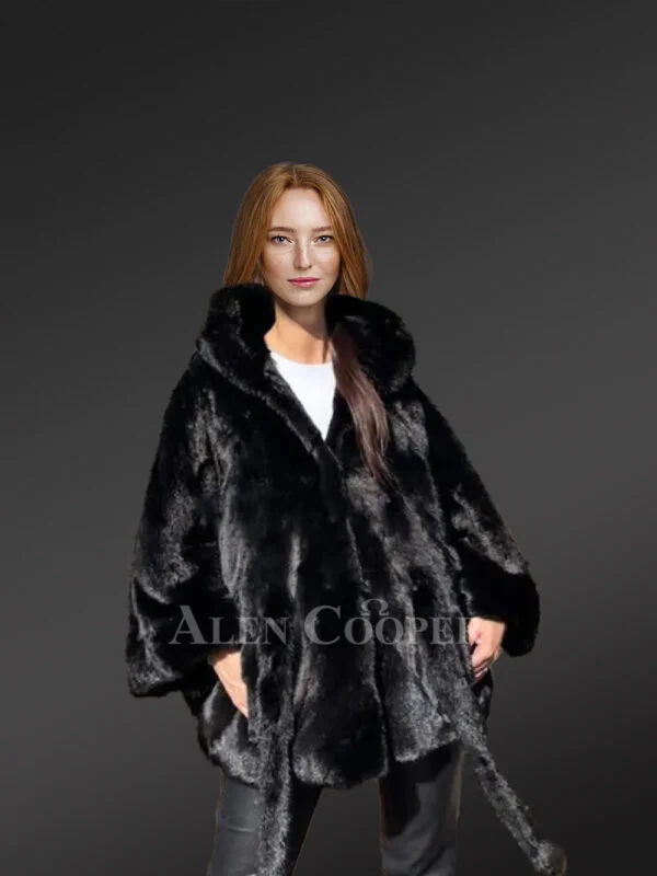 Womens Mink Baggy Cape Coat – Decking up the winter time in Glamorous Warmth - Image 3