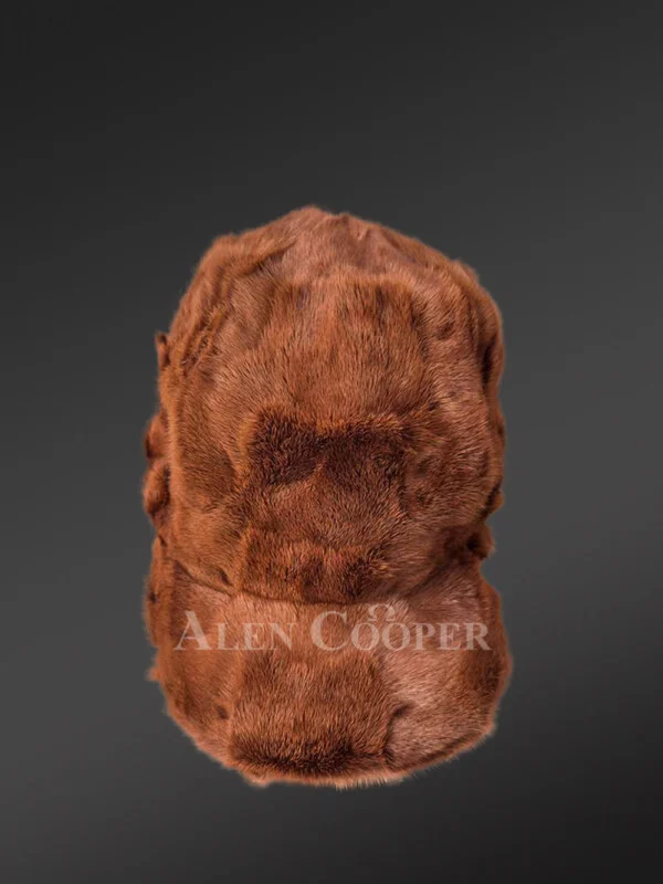 Mens Tan Mink Fur Baseball Hat (5)