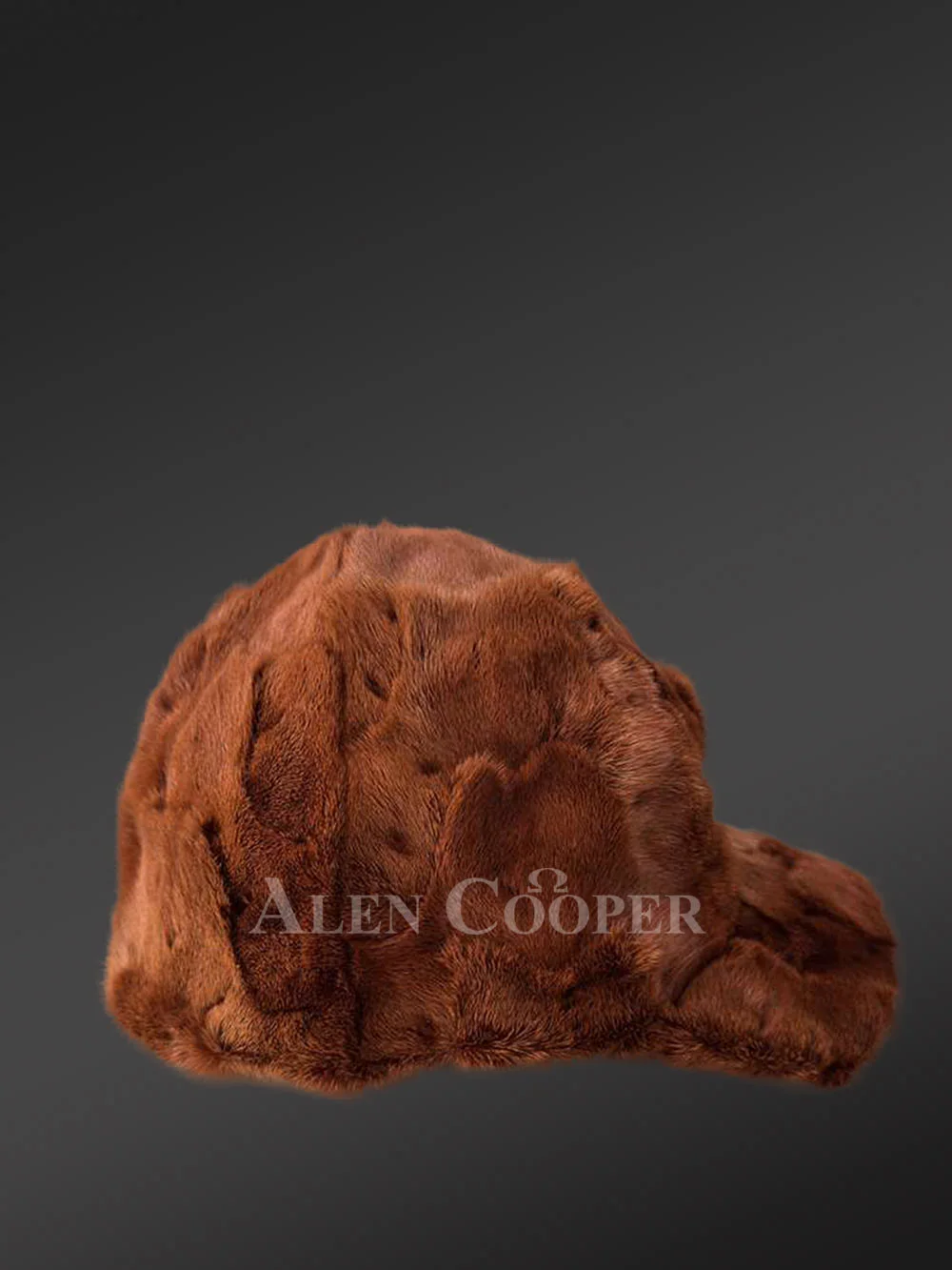 Mens Tan Mink Fur Baseball Hat (6)