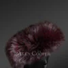 Fox Fur Headband in Burgundy