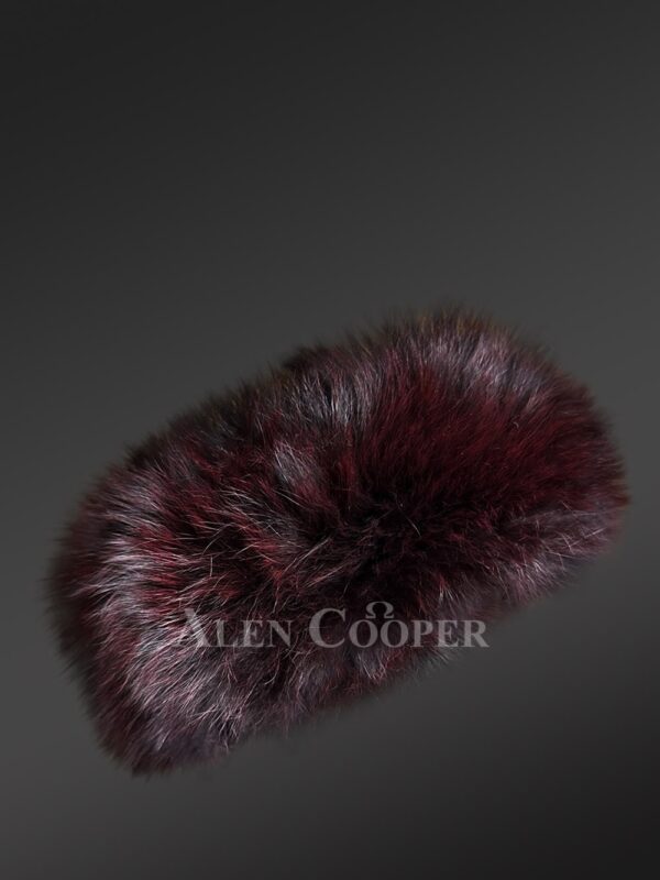 Fox Fur Headband in Burgundy