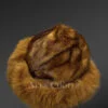 Mink Roller Hat with Fox Fur in Whisky