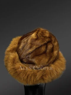 Mink Roller Hat with Fox Fur in Whisky display picture 2