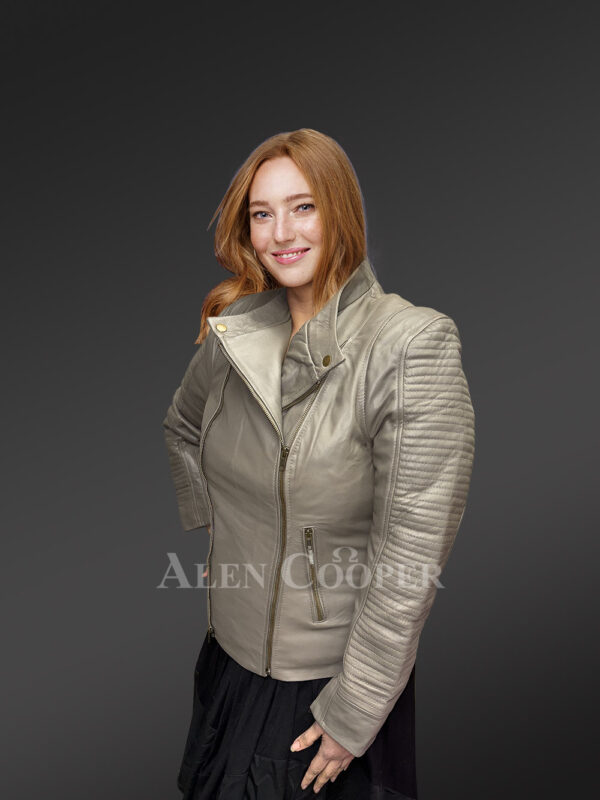 Women’s stylish Moto Jacket in Grey