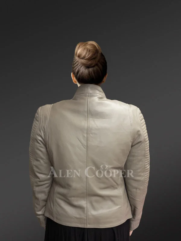 Womens Stylish Moto Jacket with an Exquisite Thermal Vibe - Image 4
