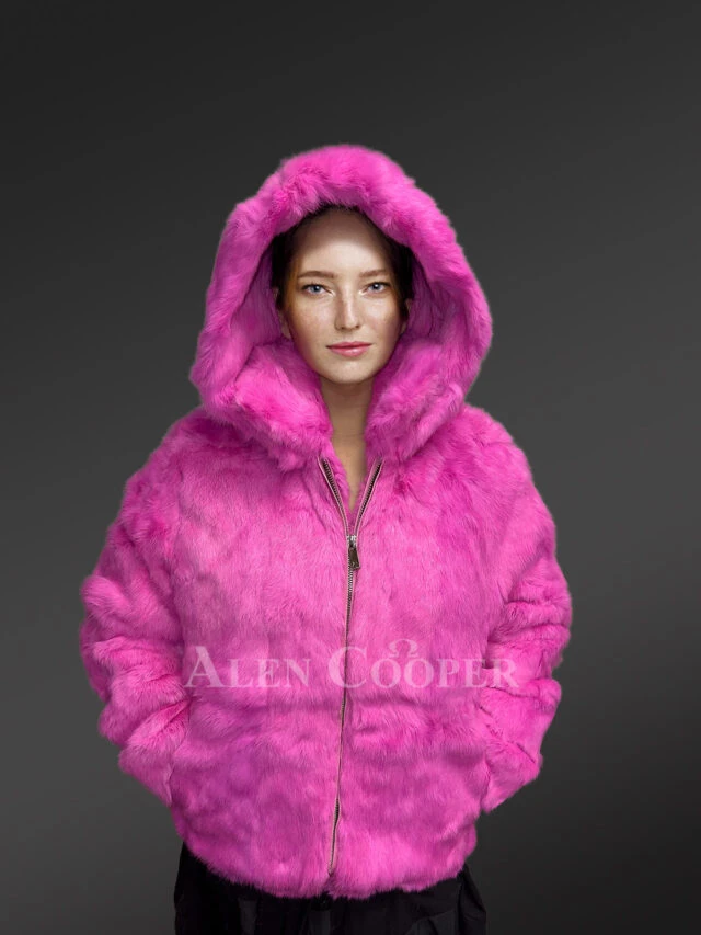Fushia Rabbit Bomber Jacket
