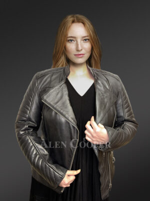 Womens Black Lambskin Leather Biker Jacket – High-Fashion Looks with a Plush Feel