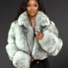 Womens Short Jacket of Blue Fox Fur