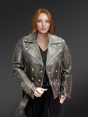 Womens Vintage Leather Biker Jacket – Furnishing a Soft Thermal Feel