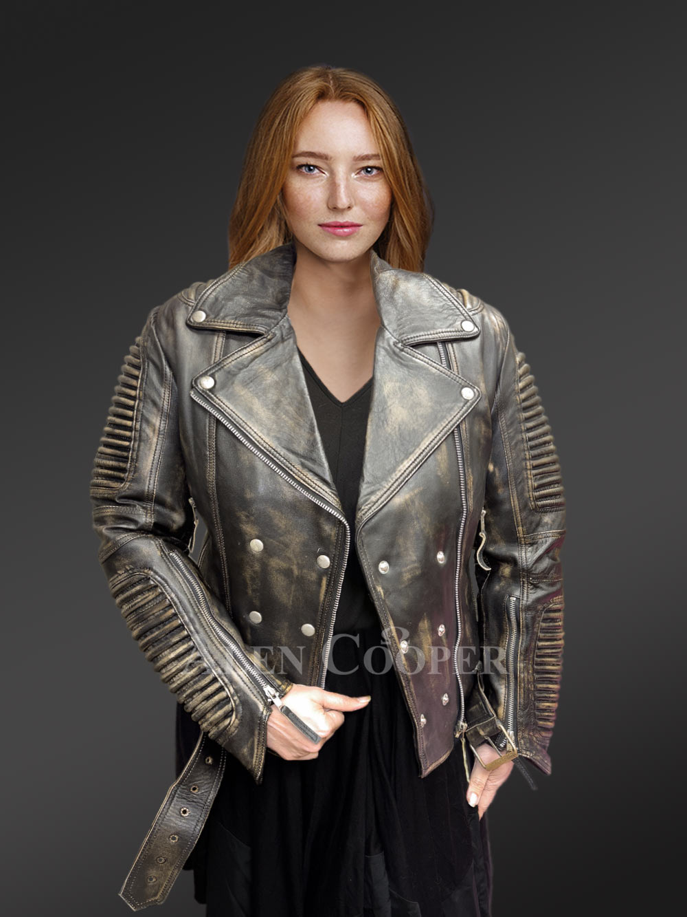 Womens Vintage Leather Biker Jacket – Furnishing a Soft Thermal Feel