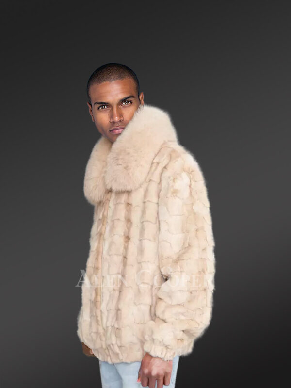 Men’s Sheared Mink Bomber Jacket - Image 4
