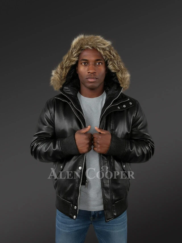Mens Black Bomber Jacket with Hood– Enjoy the Winter in Style