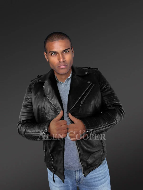 Men’s Everyday wear Leather Biker Jacket - Image 5
