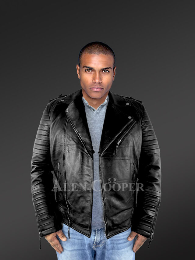Mens Everyday Wear Leather Biker Jacket