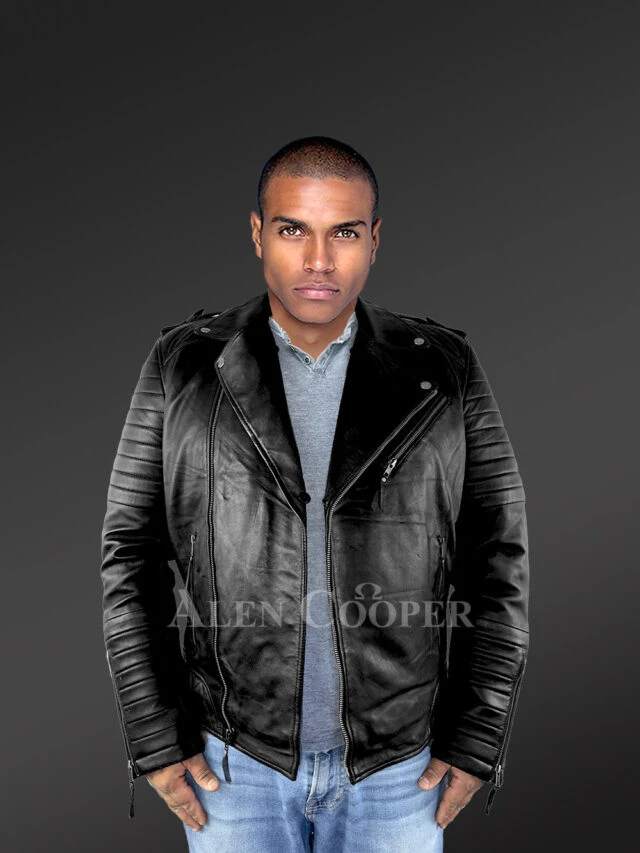 Mens Everyday Wear Leather Biker Jacket