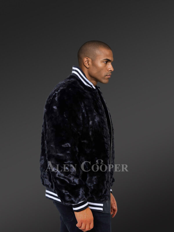 Men’s Sheared Mink Varsity Bomber - Image 4