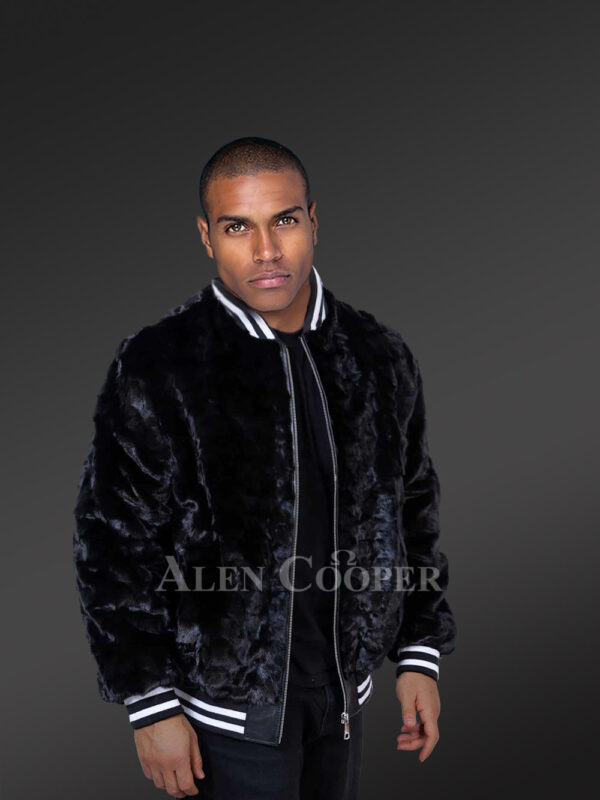 Men’s Sheared Mink Varsity Bomber - Image 2