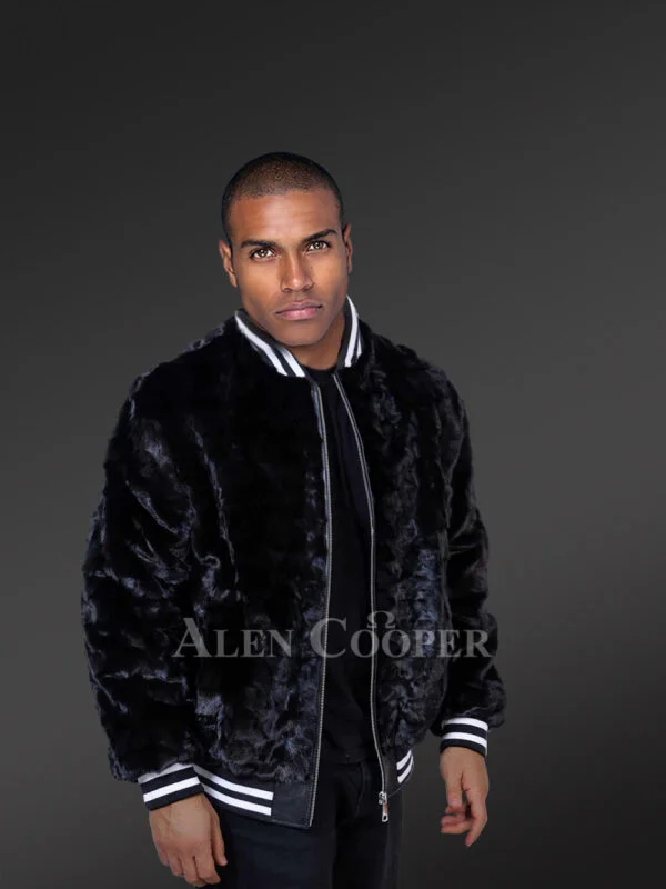 Men’s Sheared Mink Varsity Bomber - Image 2