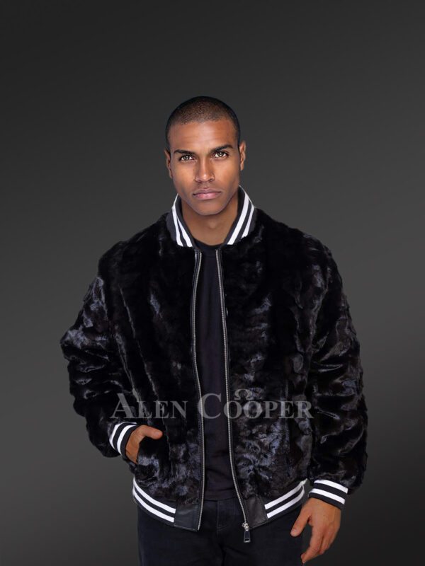 Men’s Sheared Mink Varsity Bomber - Image 3