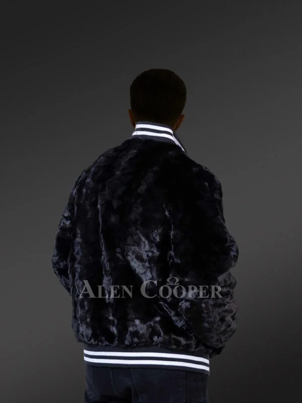 Men’s Sheared Mink Varsity Bomber - Image 6