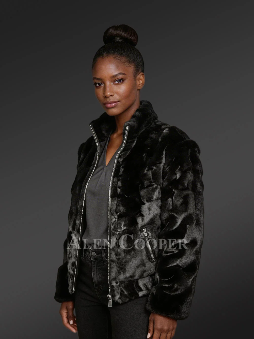 Womens Black Sheared Mink Jacket – Enjoy The Winter In Style - Image 3