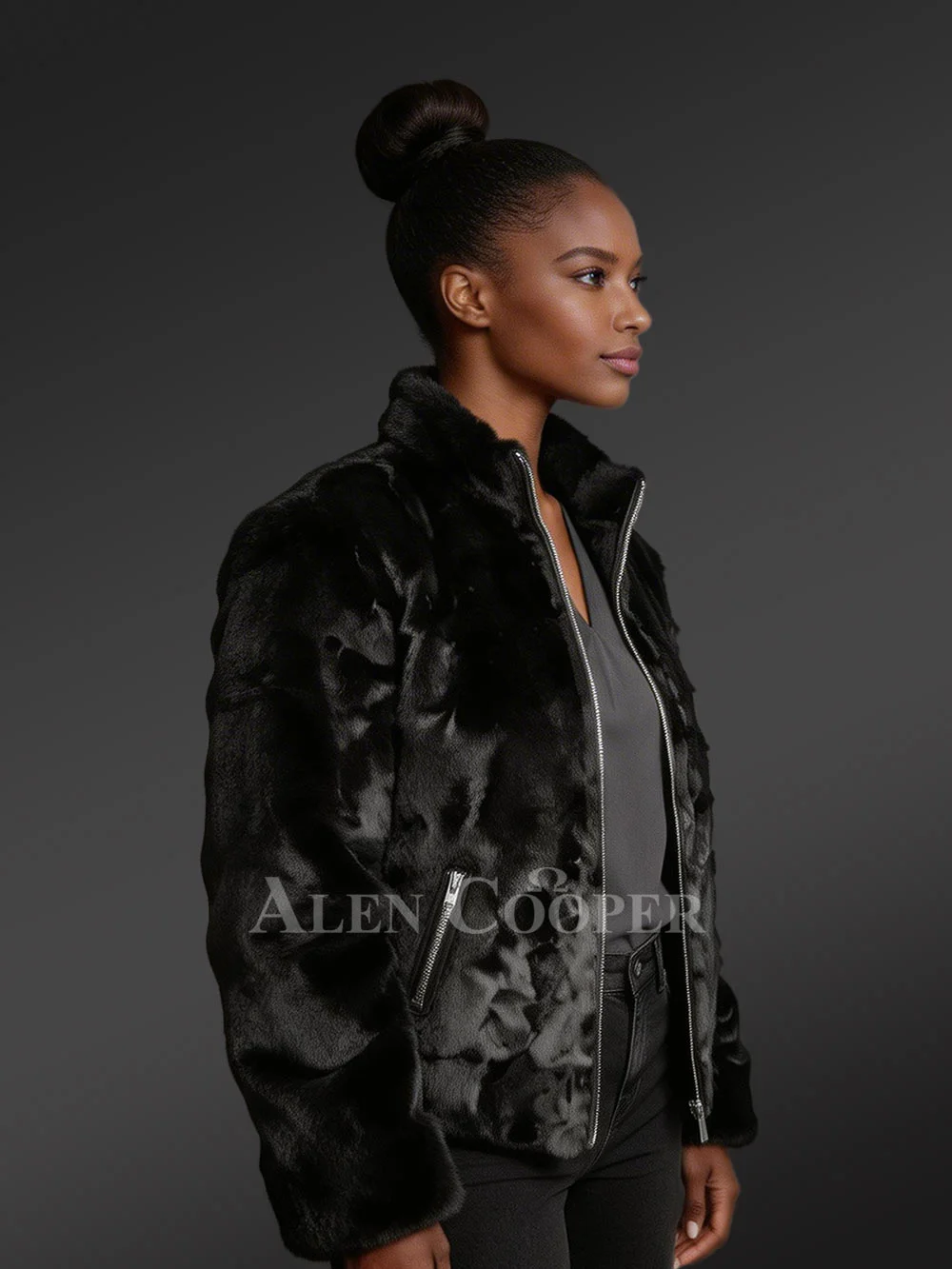 Womens Black Sheared Mink Jacket – Enjoy The Winter In Style - Image 2