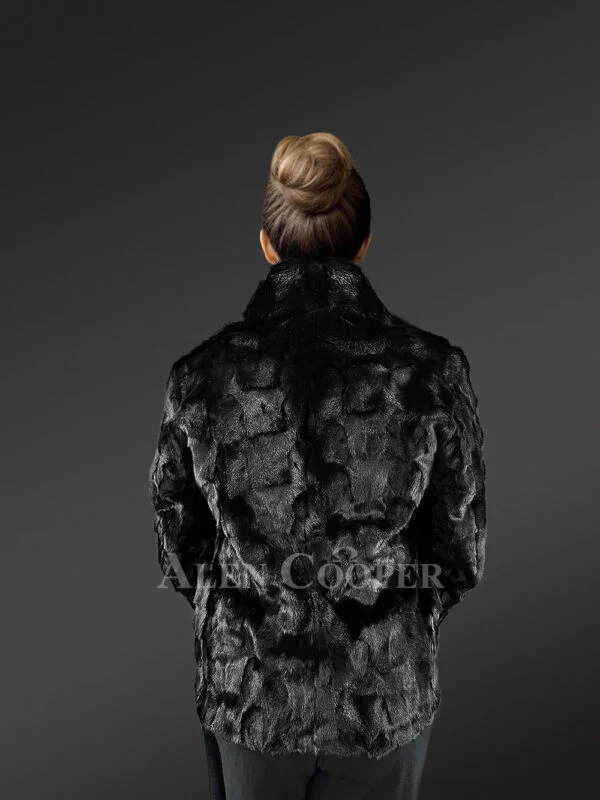 Women’s Sheared Mink Turtle Neck Jacket - Image 3