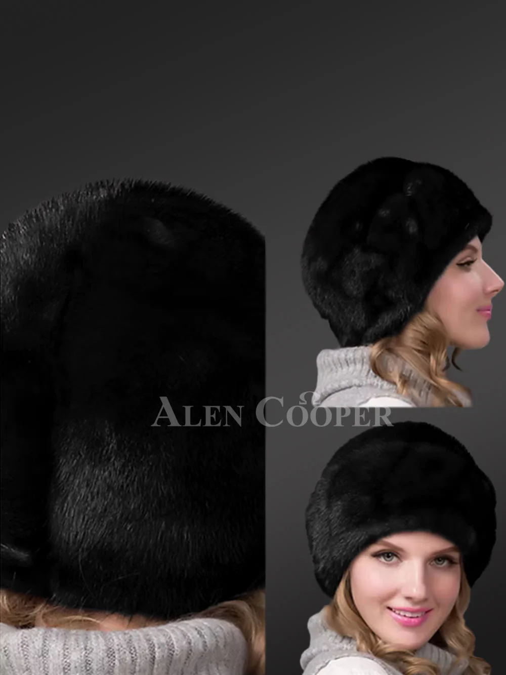 Beanie Style Burgundy Mink Hat