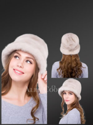 Classic Mink Bucket Hat with Pom Pom