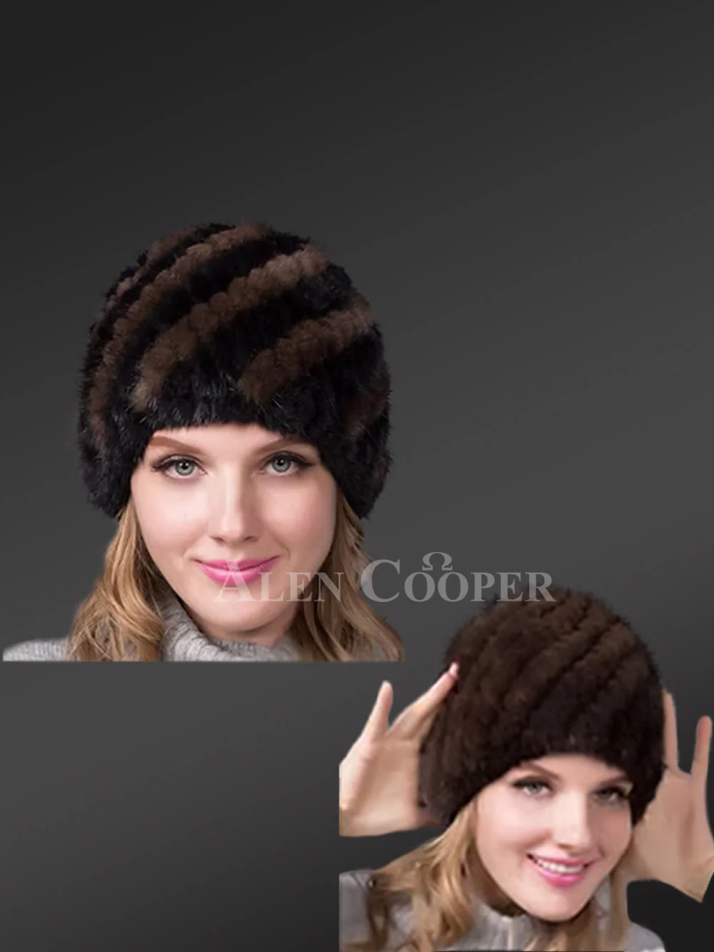 Diagonal Cut Mink Hat