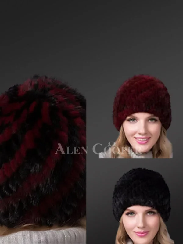 Diagonal Cut Mink Hat - Image 2