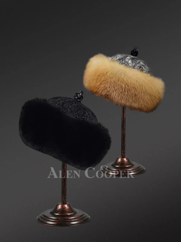 Fox Fur Roller Cap with Persian Lamb Top - Image 3