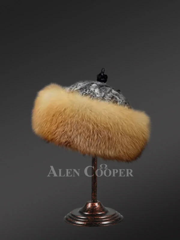 Fox Fur Roller Cap with Persian Lamb Top - Image 2