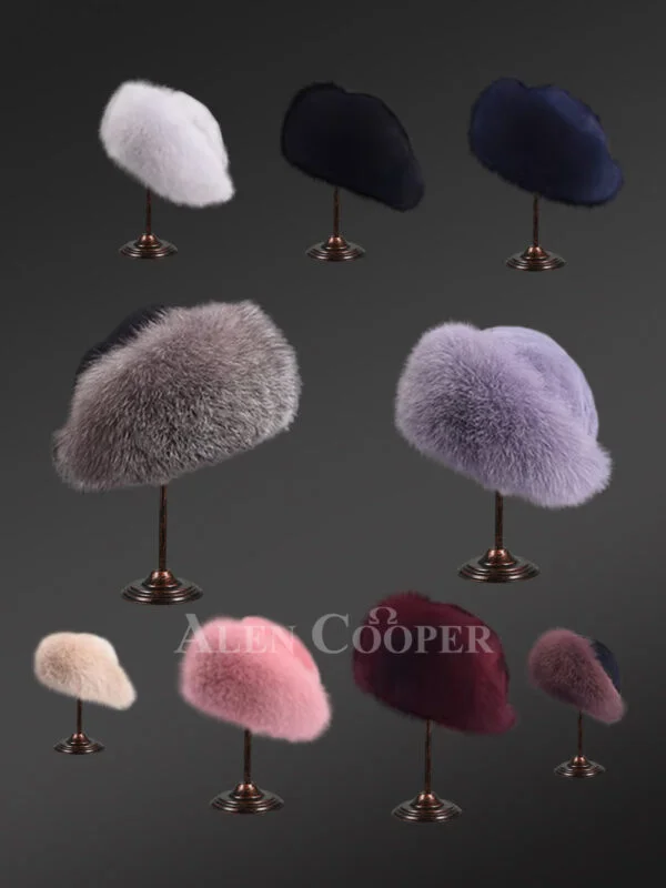 Fox Fur Roller Hat with Fur Top