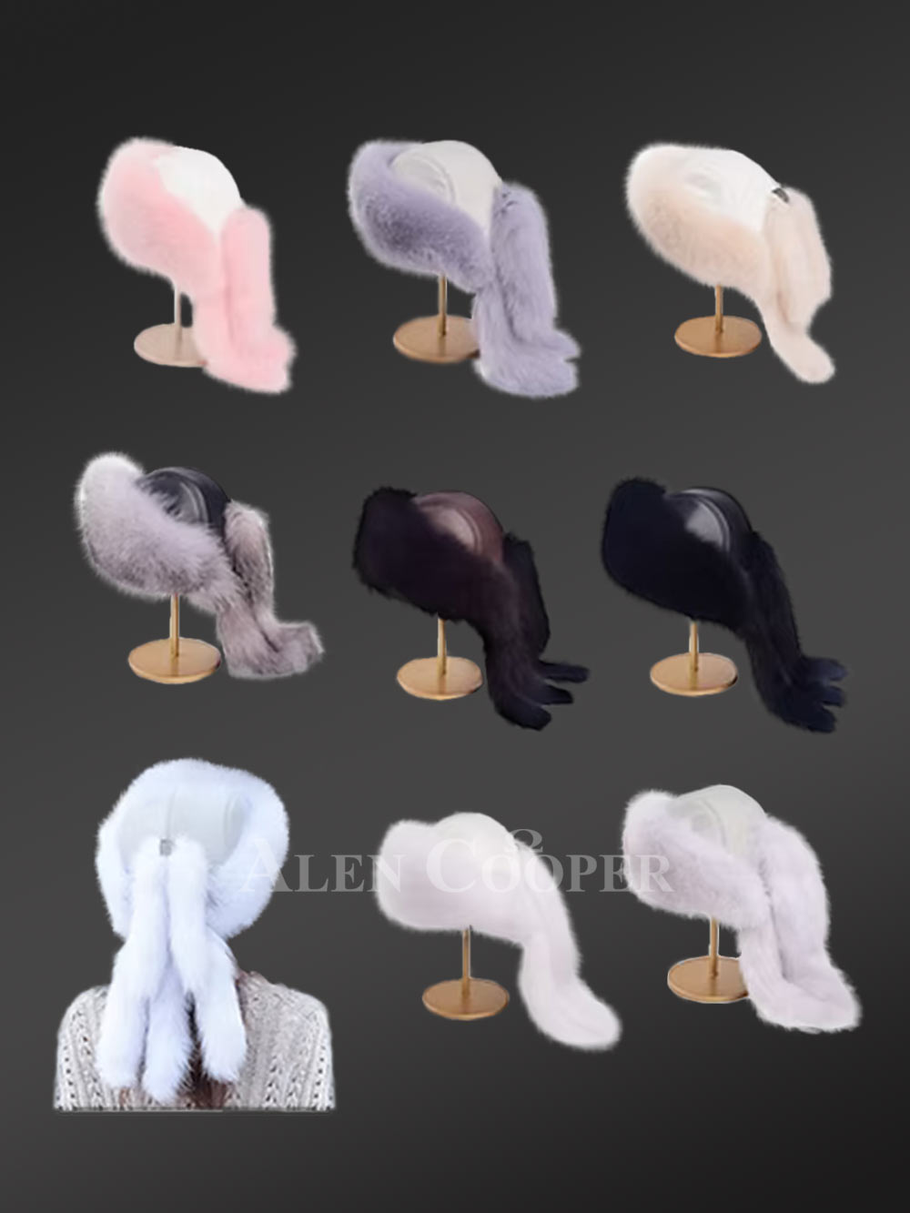 【BLACKPURPLE】24FW★ Milky Soft Angora Trooper Hat Milky Soft Angora Trooper Hat - BLACKPURPLE_USD