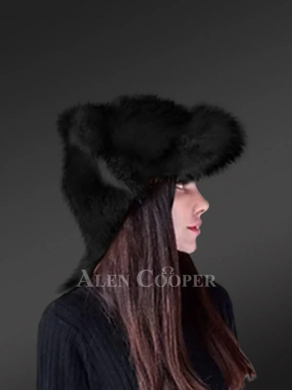 Full Ref Fox Fur Hat with Tail Back - Image 5